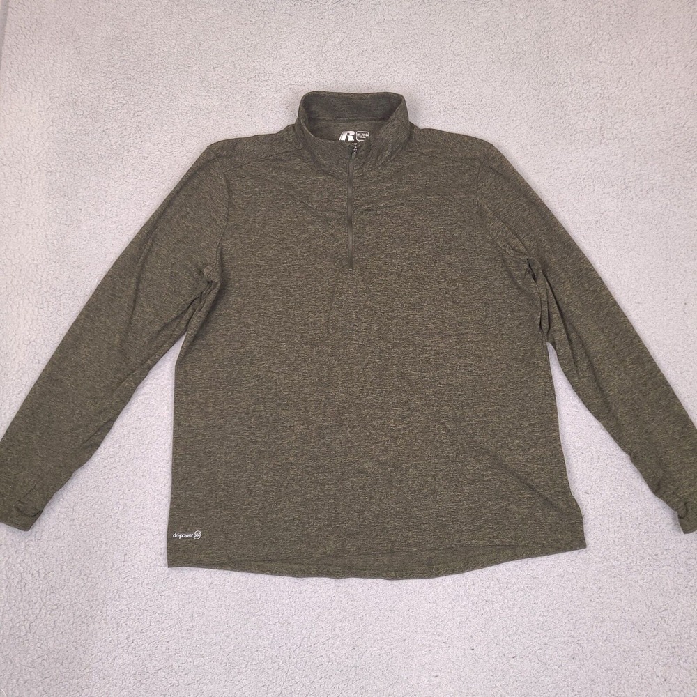 Russell Long Sleeve 1/4 Zip Dri-Power 360 Pullover Men's XL Green Performance